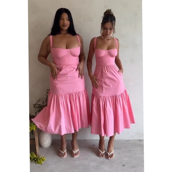 House of CB Elia Pink Romantic Midi Dress Size Small - Picture 10 of 12